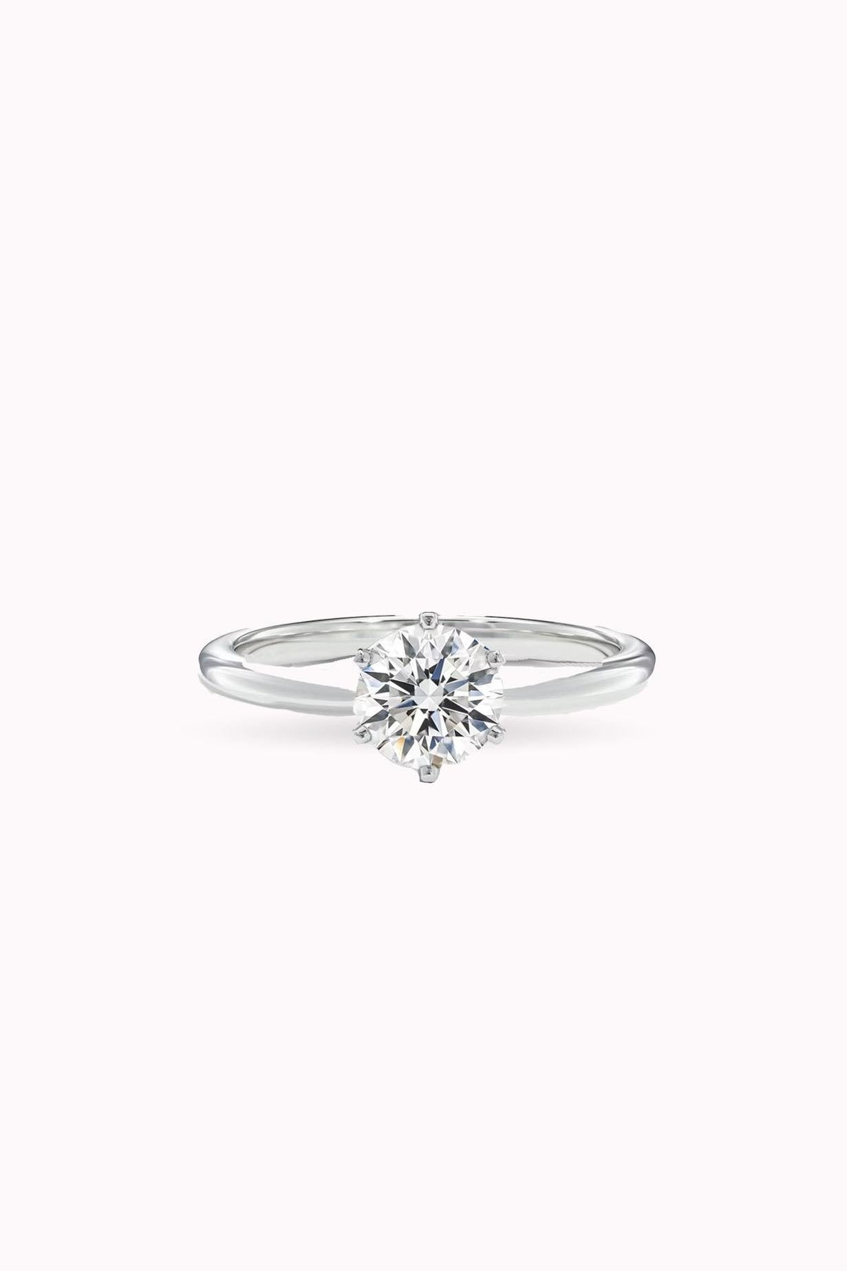 6MM 0.90CT Hexagon Solitaire Ring