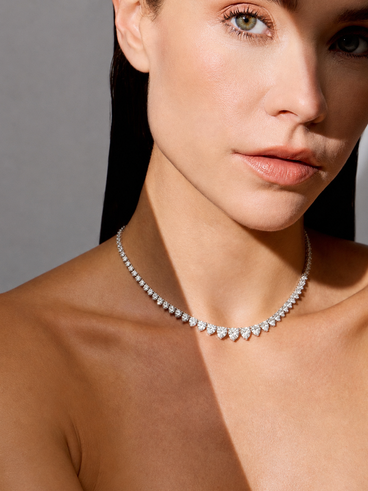 Filtered 3-Claw Cast Tennis Necklace