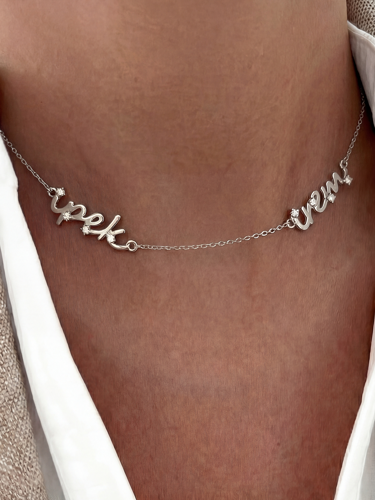 Valea Stone Embellished Name Necklace