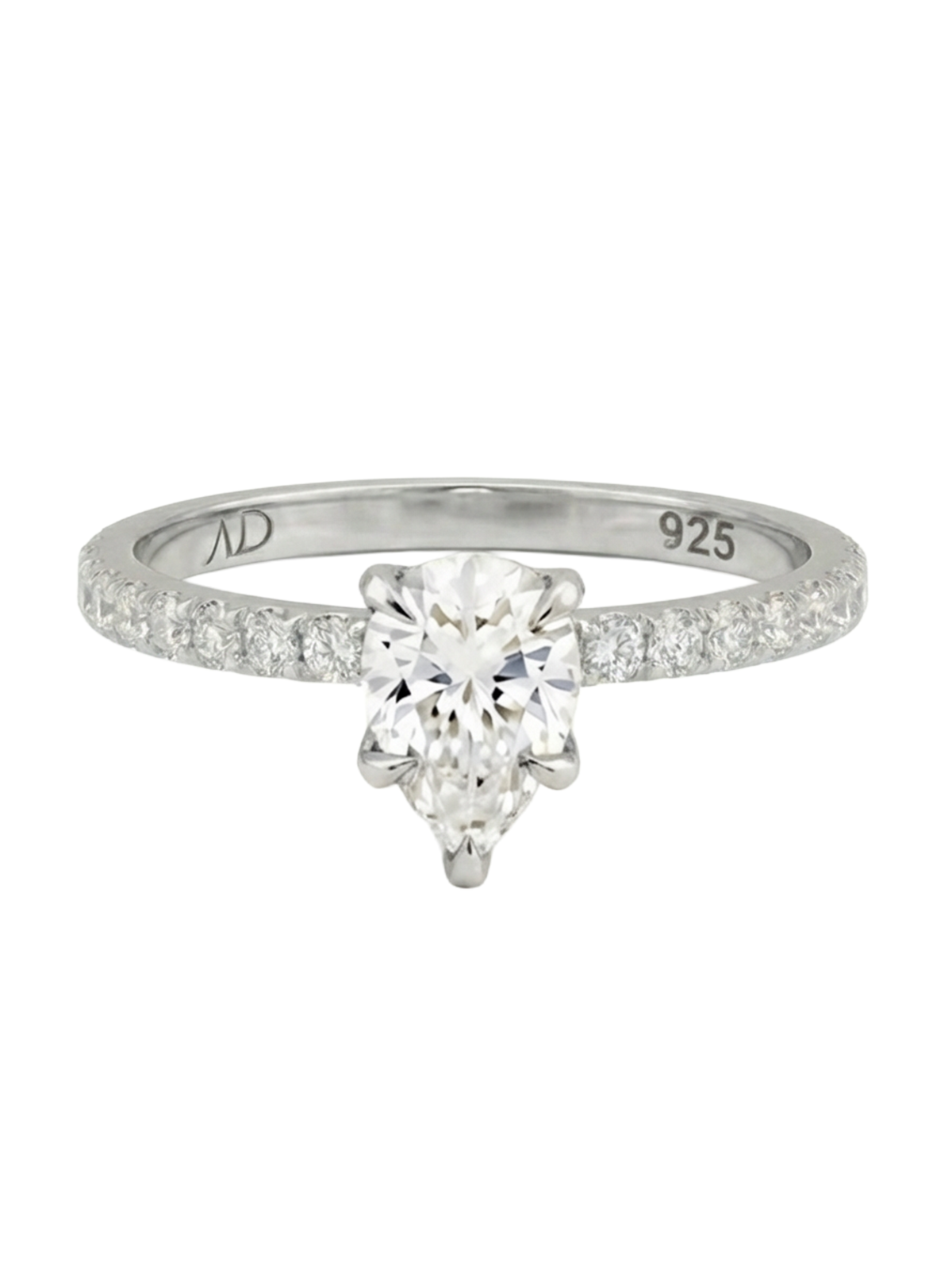 1.0CT Pear Cut Eternity Yüzük, damla kesim ve 925 ayar gümüş malzeme ile göz alıcı bir tasarıma sahip, günlük kullanım için zarif bir aksesuar.