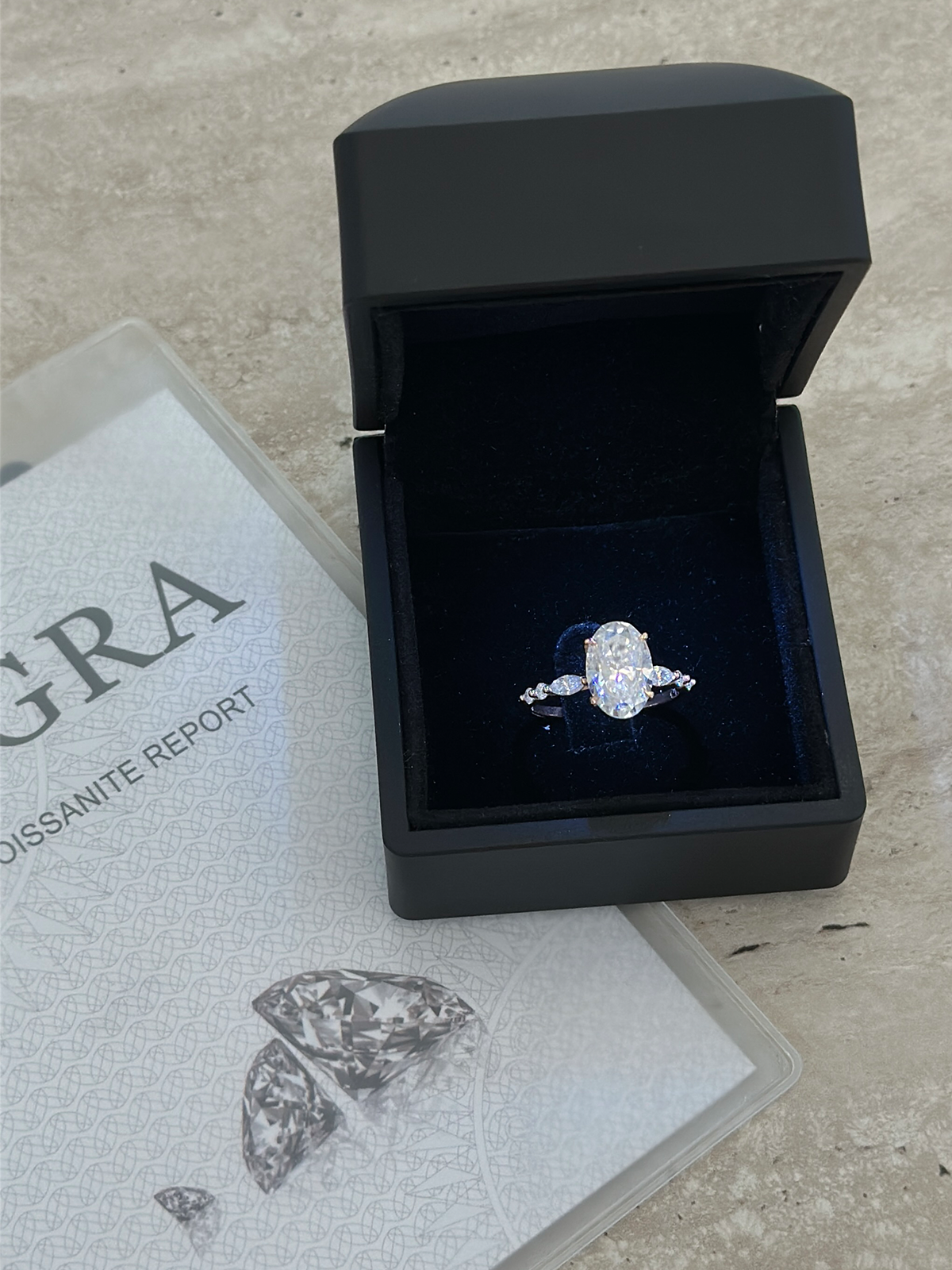 3.2CT | Oval Cut Style Marquise Stone-Set Ring