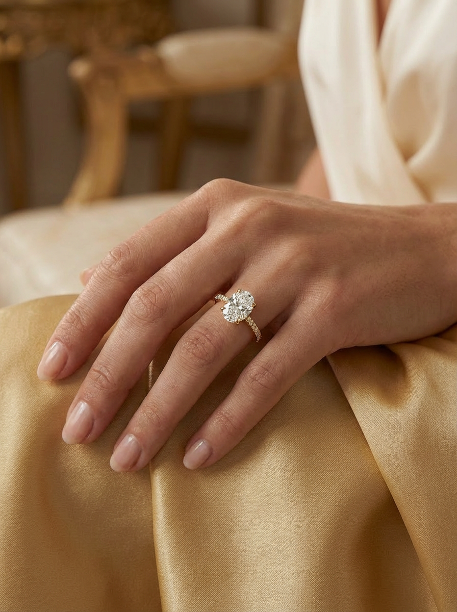 2.3CT | Oval Cut Style Stone-Set Ring