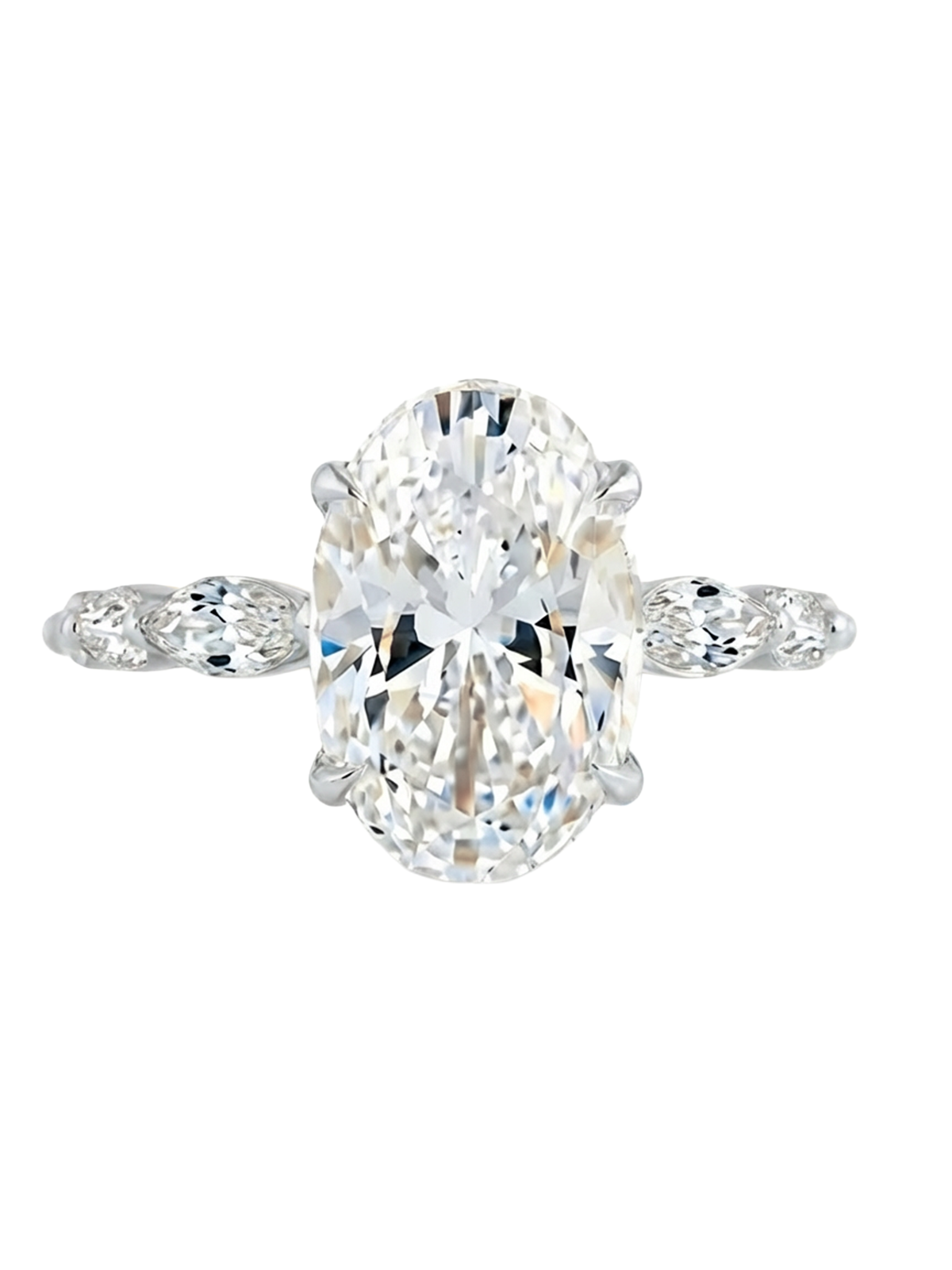 3.2CT | Oval Cut Style Marquise Stone-Set Ring