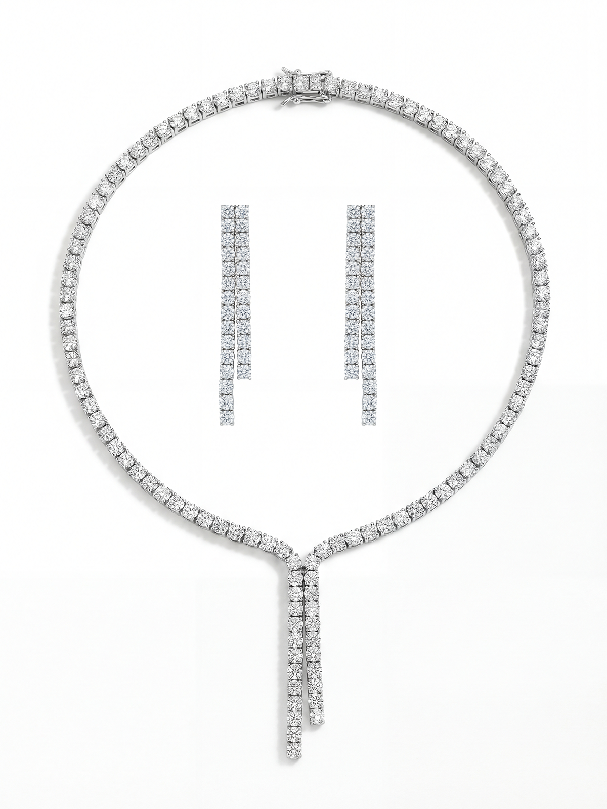 Aria Cast Iron Tennis Necklace and Earring Set