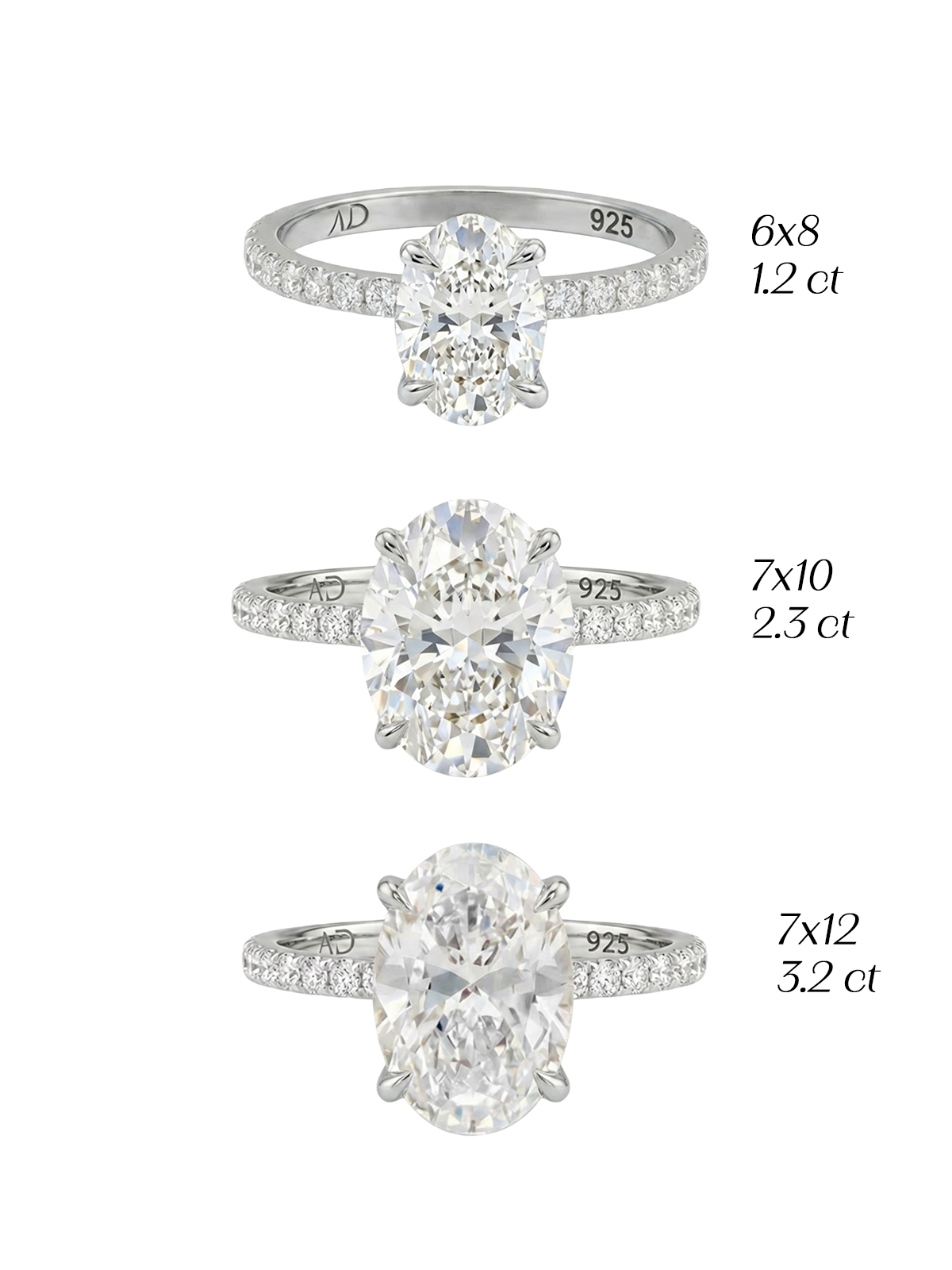 3.2CT Oval Cut Eternity Yüzük, 925 Ayar Gümüş, büyük oval kesim ile zarif duruşu ve ışıltısıyla dikkat çeker.