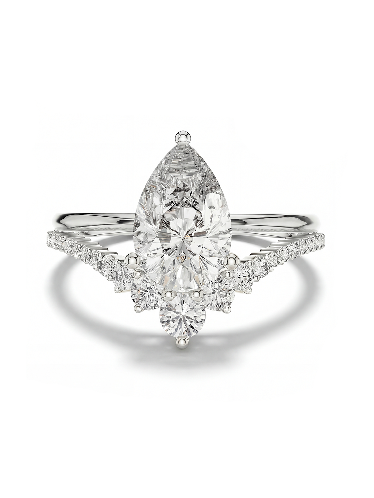 2CT | Pear Cut Alina Arm Stone-Set Ring