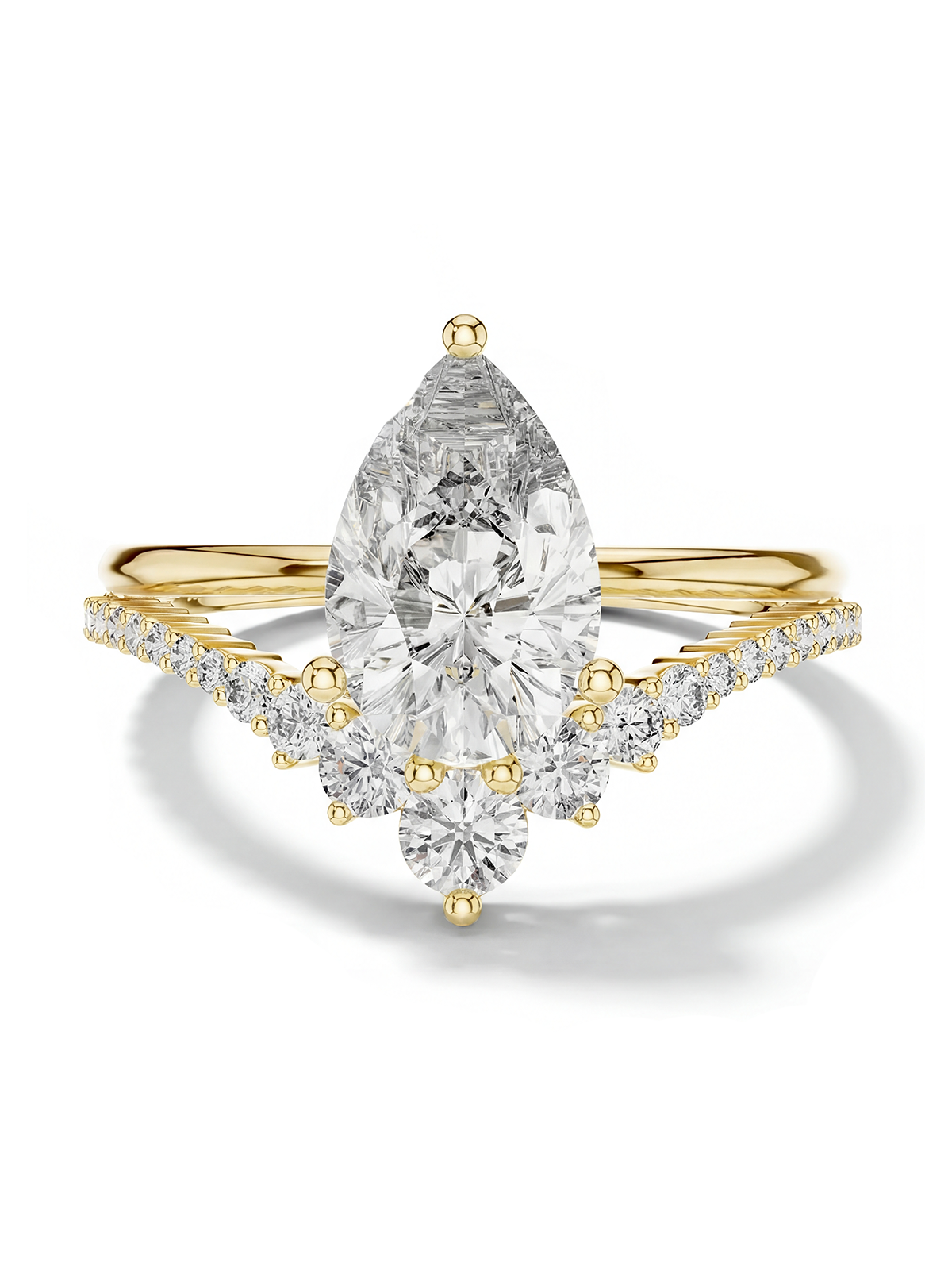 2CT | Pear Cut Alina Arm Stone-Set Ring