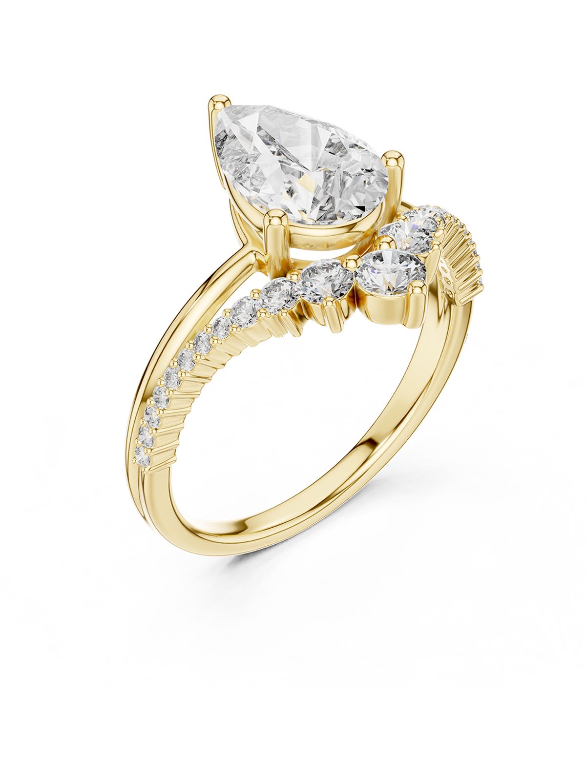 2CT | Pear Cut Alina Arm Stone-Set Ring