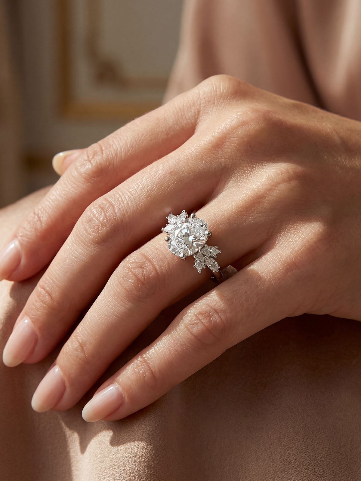 2.3CT | Oval Cut Floral Ring