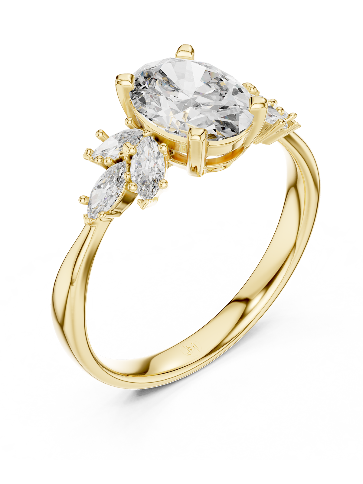 2.3CT | Oval Kesim Floral Yüzük