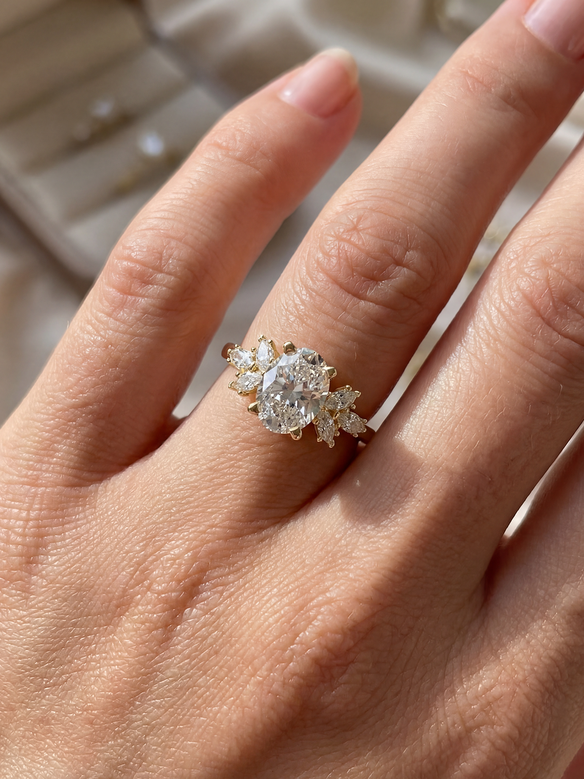 2.3CT | Oval Cut Floral Eternity Ring