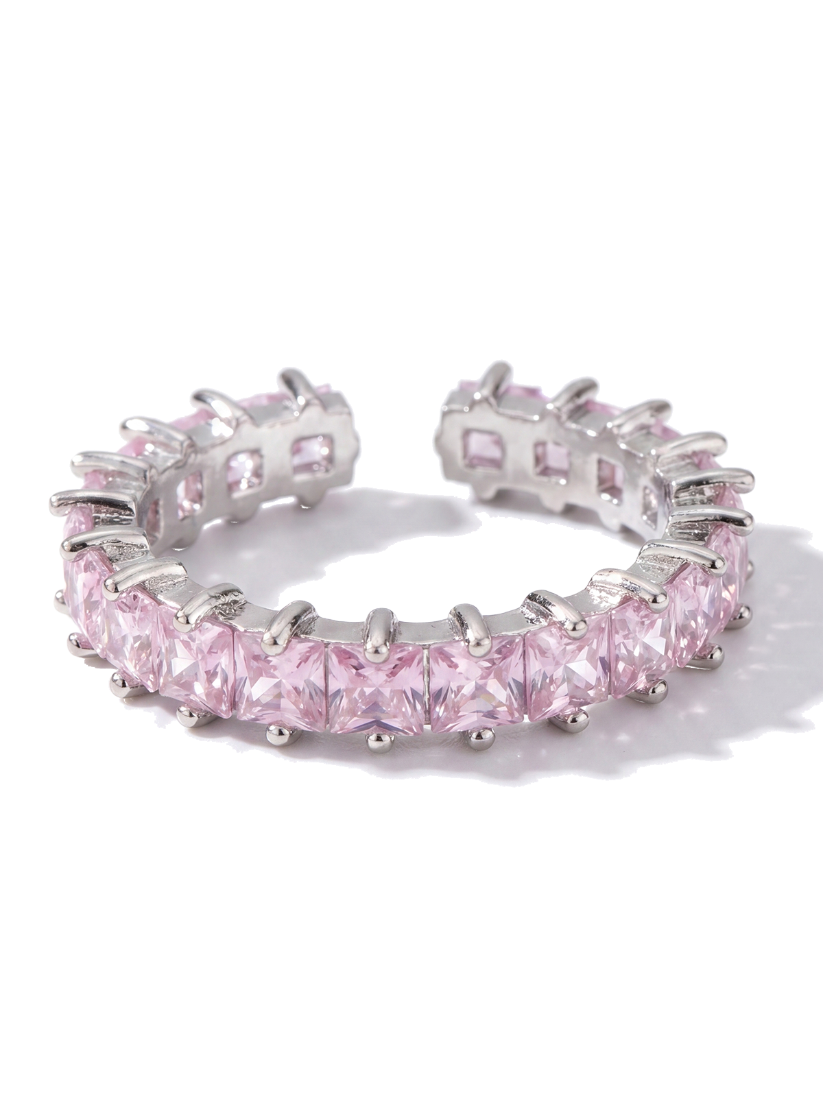 Pink Princess Cut Full Eternity Ring