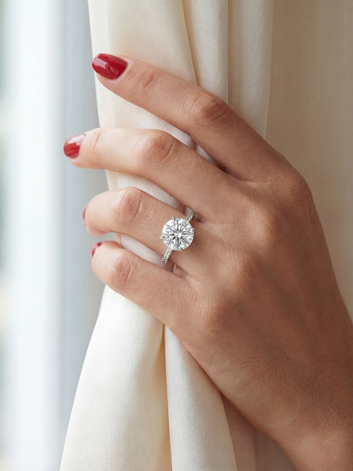 4.0CT | 4 Prong Setting Stone-Set Solitaire Ring