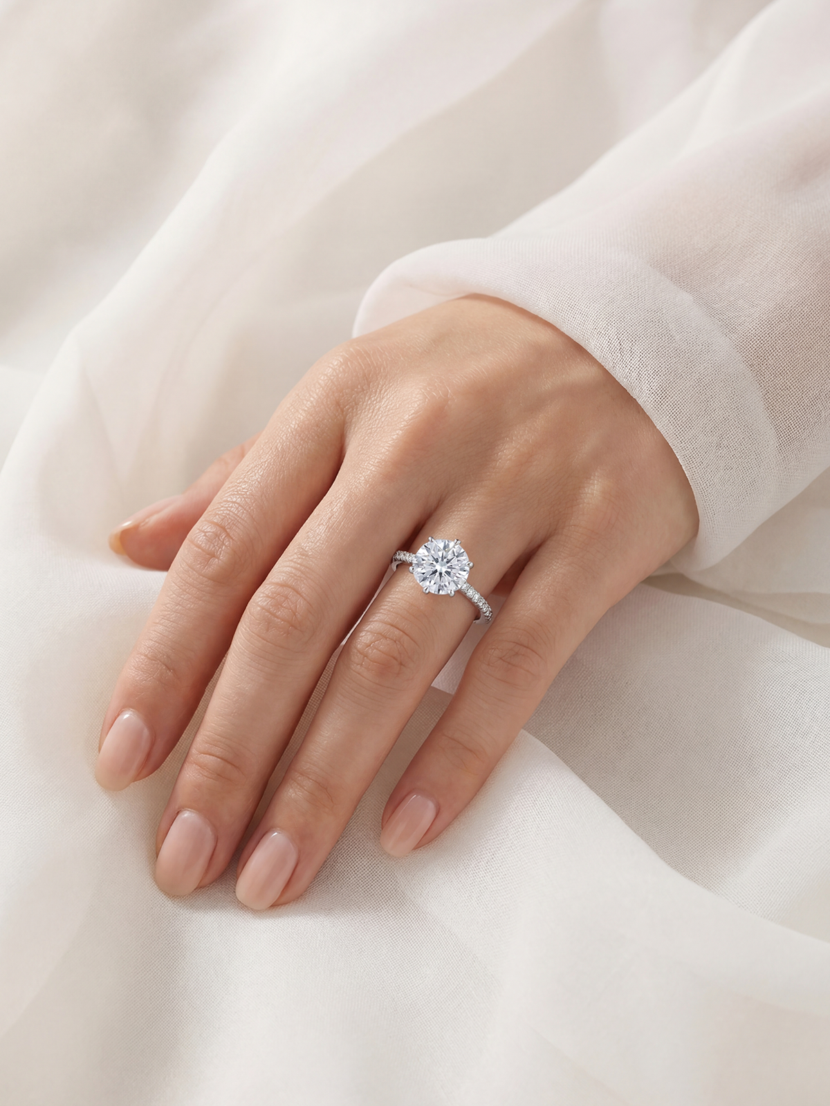 3.0CT | 6 Prong Setting Stone-Set Solitaire Ring