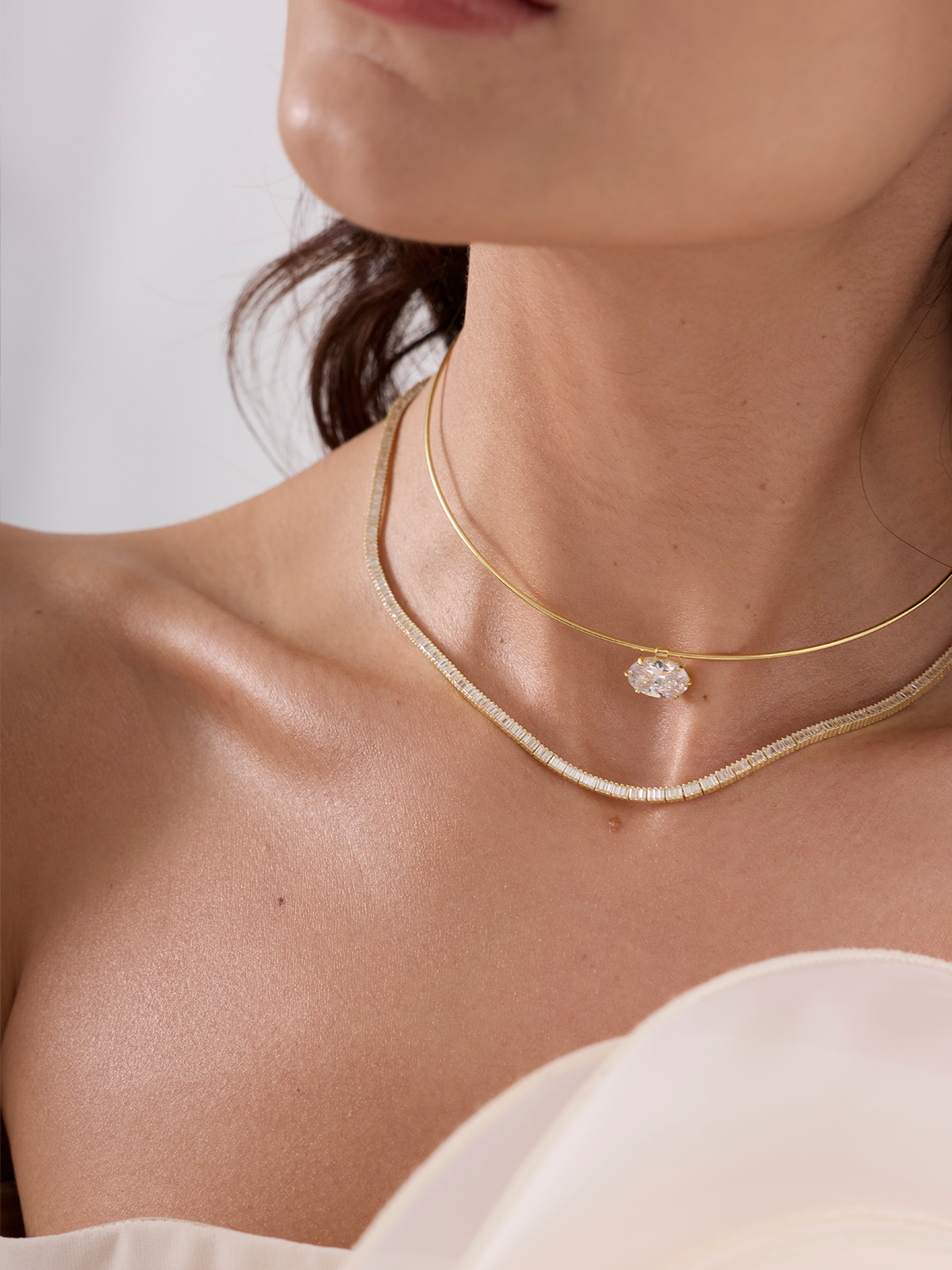 Oval Stone-Set Necklace