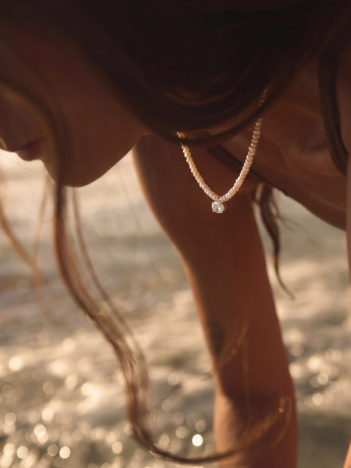 Oval Stone-Set Pearl Necklace