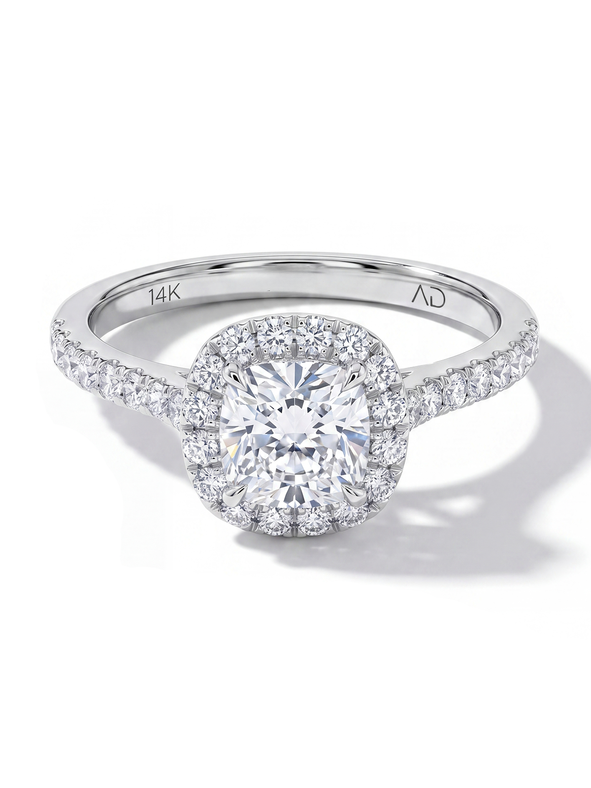 Cushion Cut Style Stone-Set Solitaire Ring