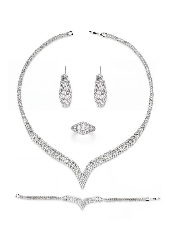 Sofia Kolye - Küpe - Bileklik - Yüzük Set