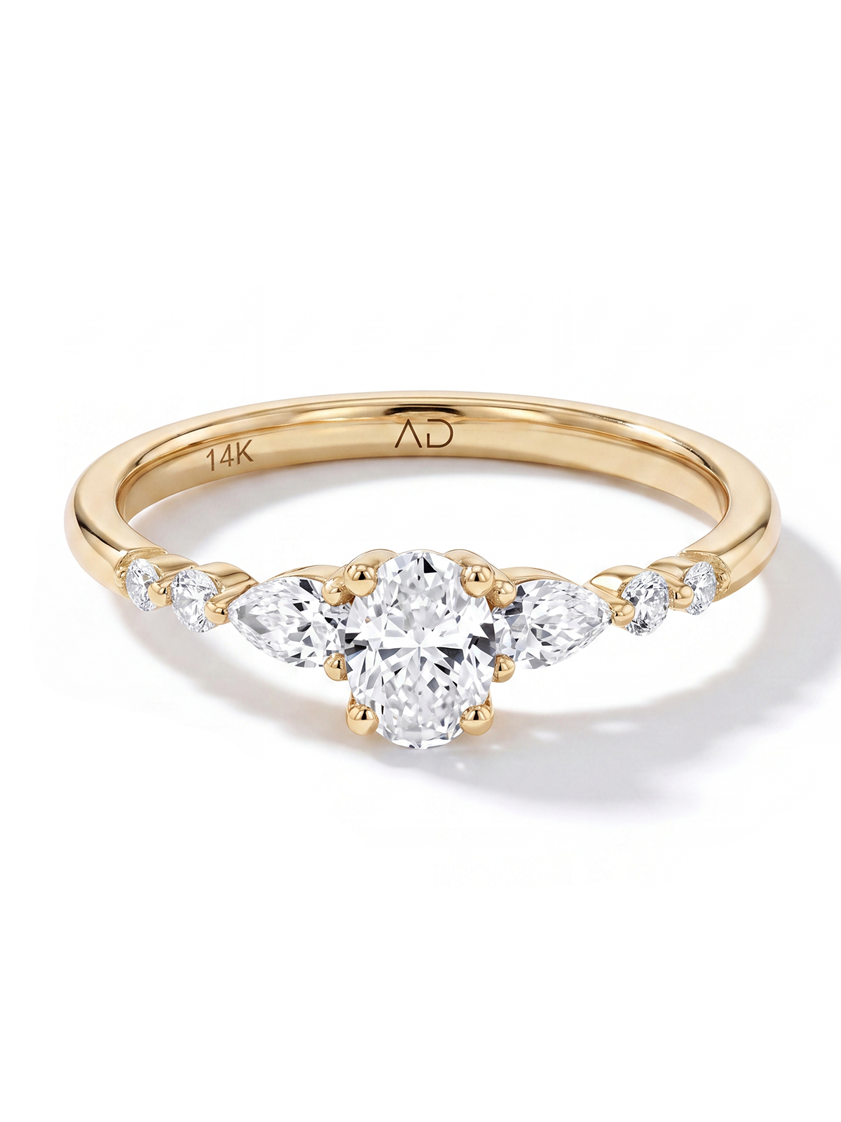 1.53CT Oval Stone Side Pear Cut Solitaire Ring