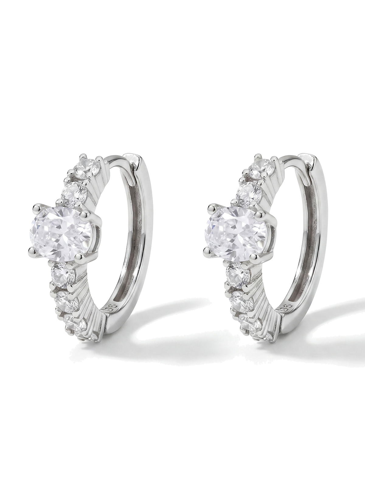 Oval Solitaire Hoop Earrings
