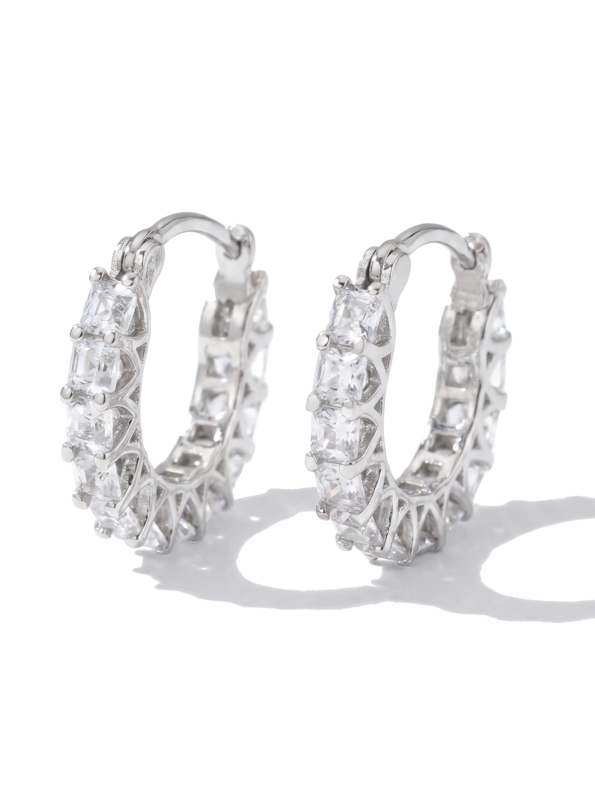 Princess Cut Hoop Earrings
