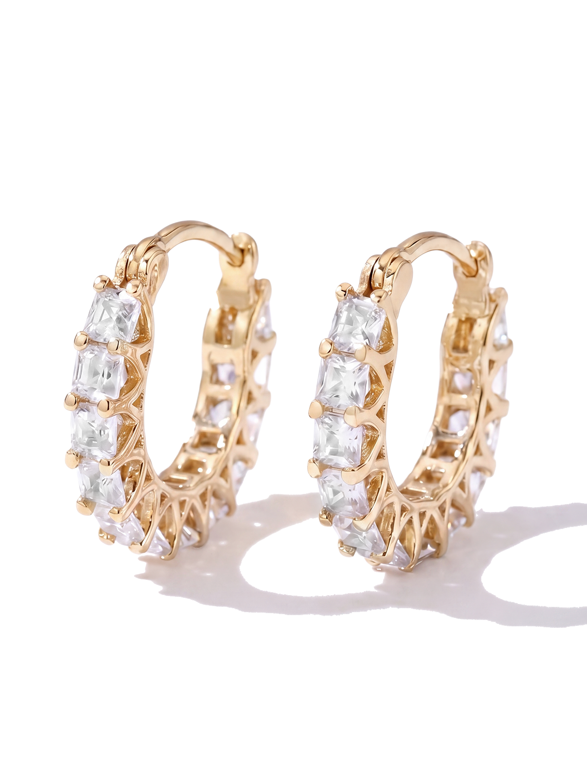 Princess Cut Hoop Earrings
