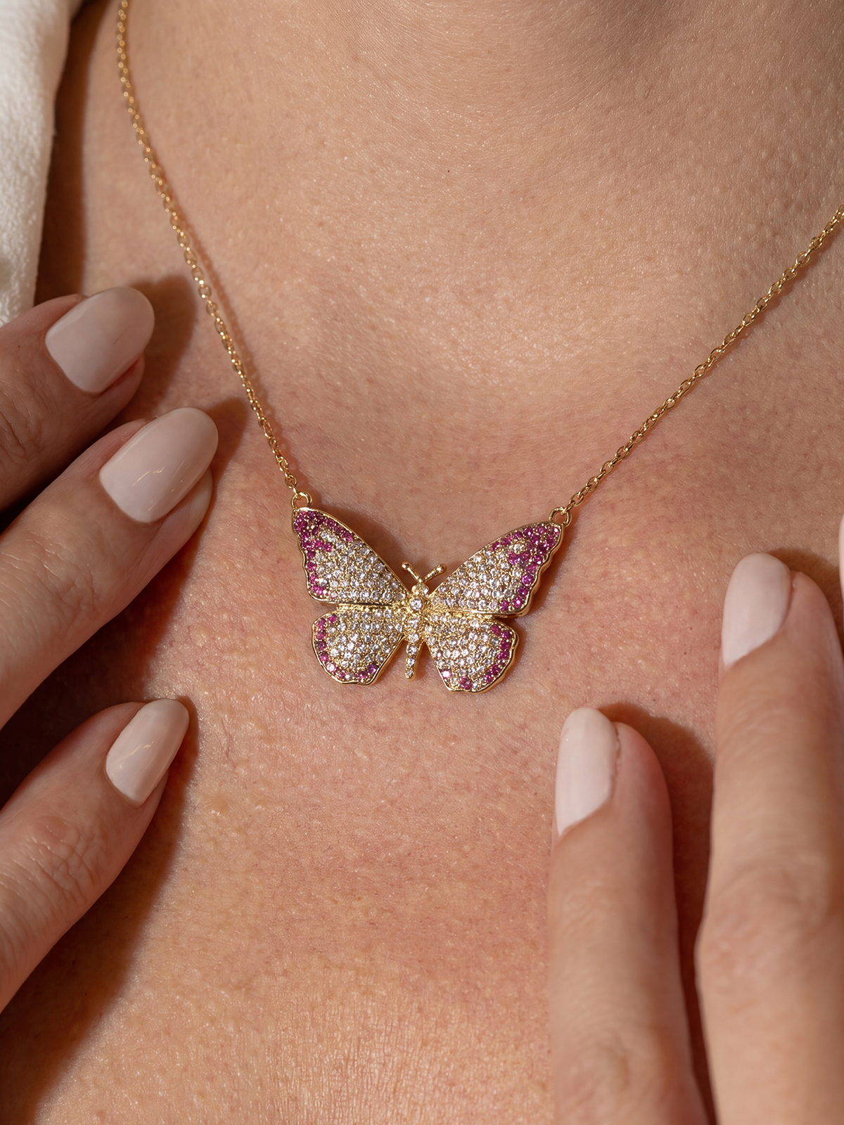 Pink Butterfly Necklace