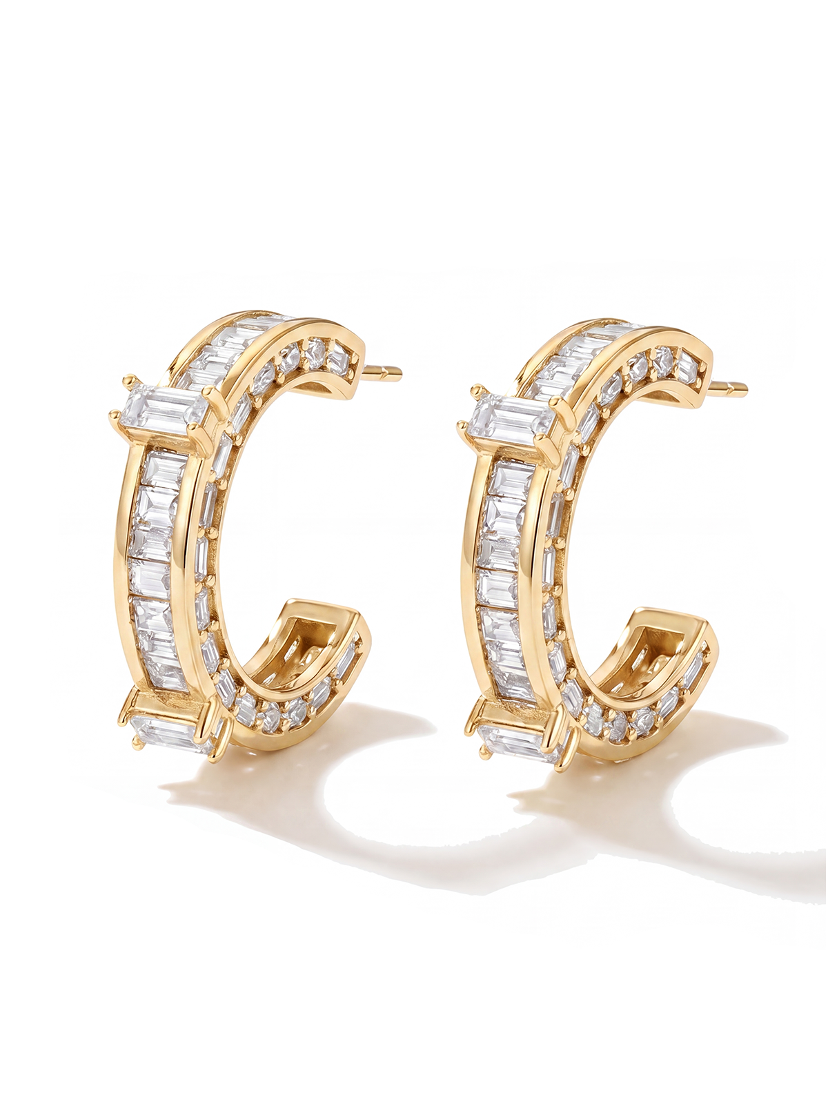 Baguette Cut Hoop Earrings
