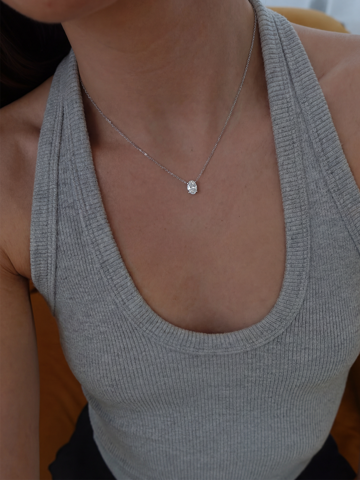 Oval Cut Solitaire Necklace