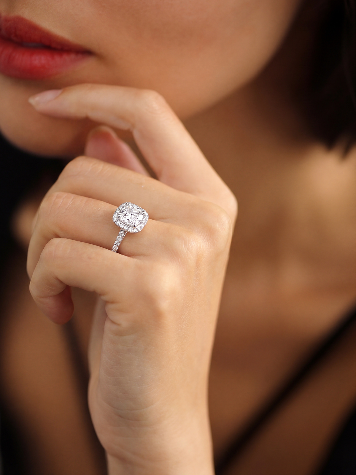 Cushion Cut Style Stone-Set Solitaire Ring