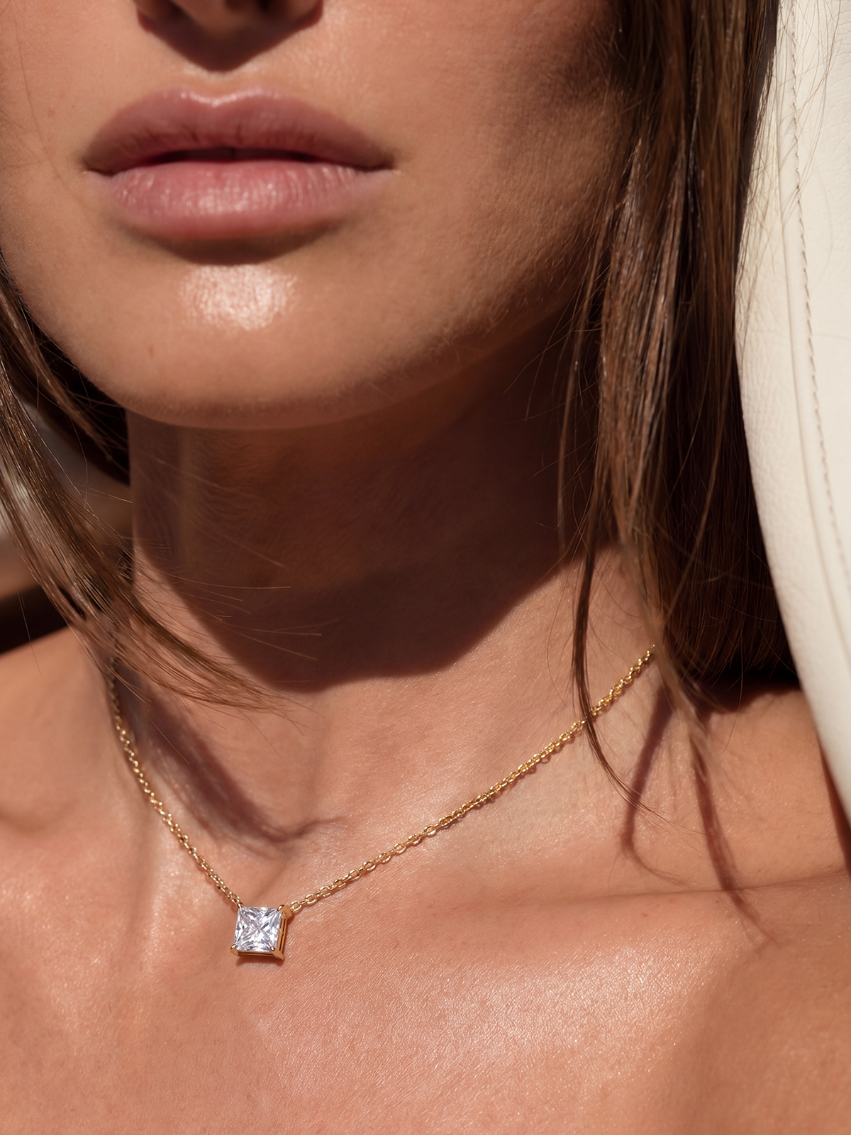 Princess Cut Solitaire Necklace