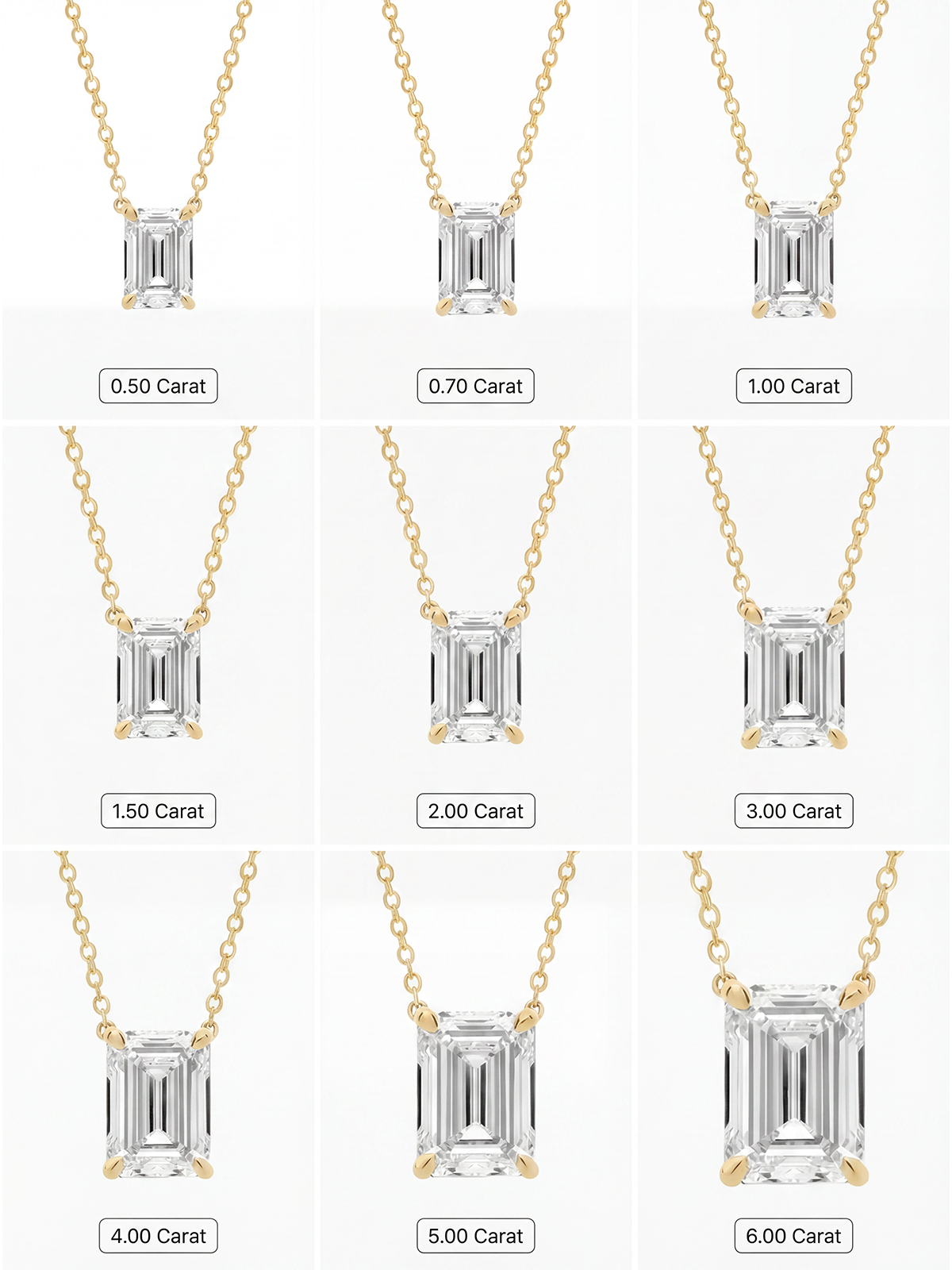 Emerald Cut Solitaire Necklace