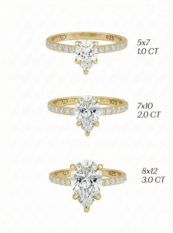 3.0CT Pear Cut Eternity Yüzük, özgün tasarımıyla günlük ve özel günlerde göz alıcı bir aksesuar olarak tercih edilir.