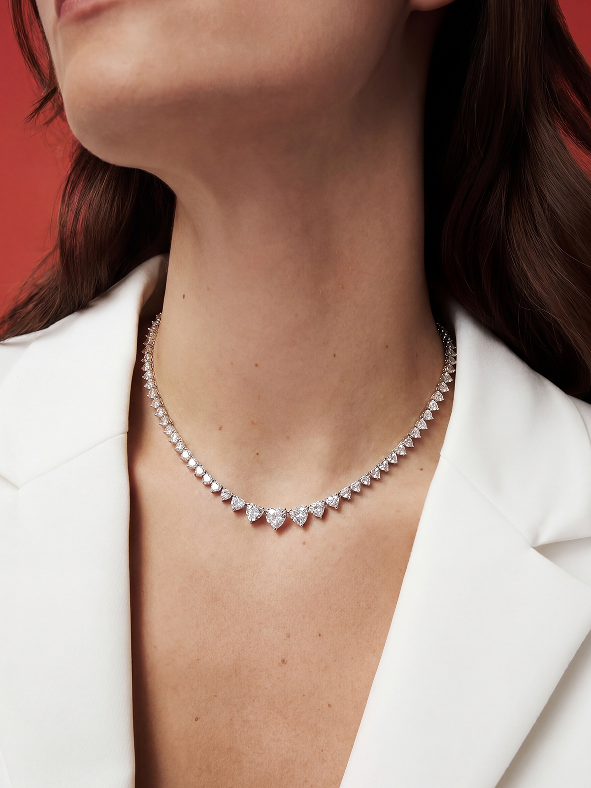 Heart Cut Tennis Necklace