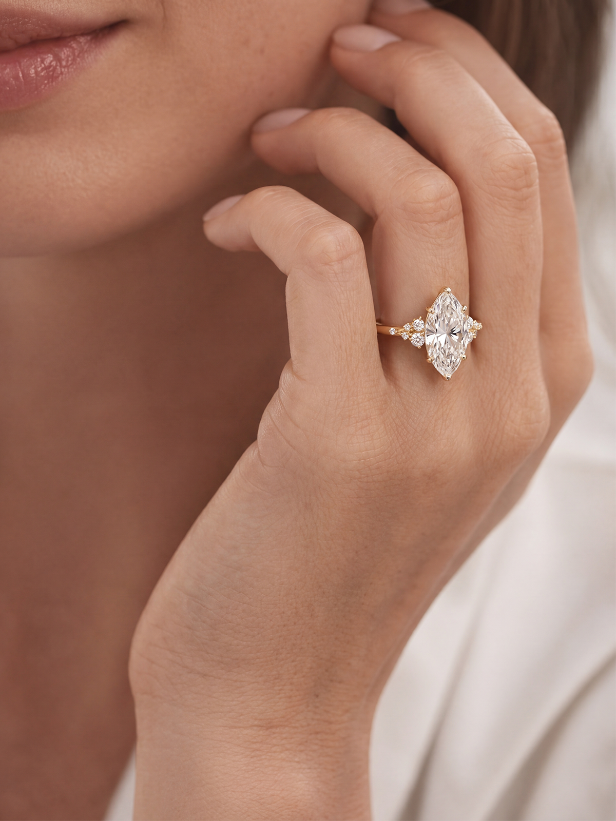 2.33CT Marquise Cut Cluster Solitaire Ring