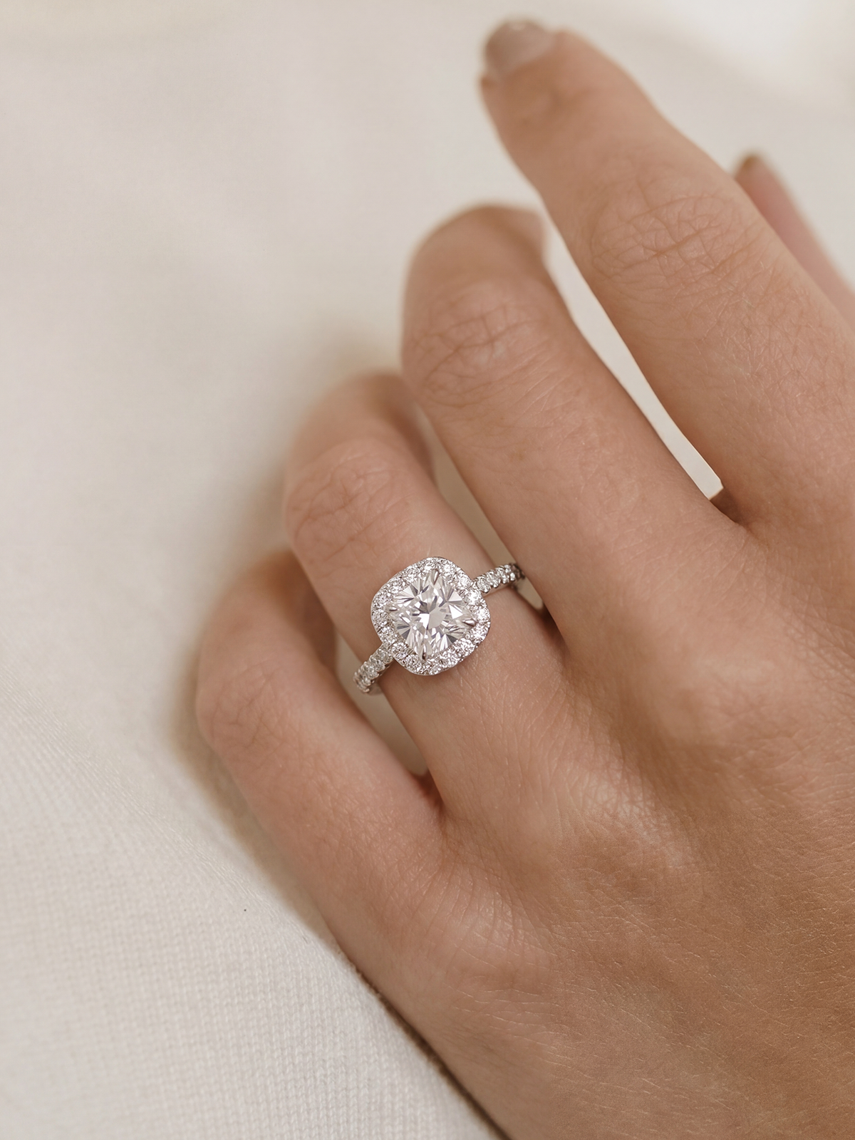 Cushion Cut Style Stone-Set Solitaire Ring