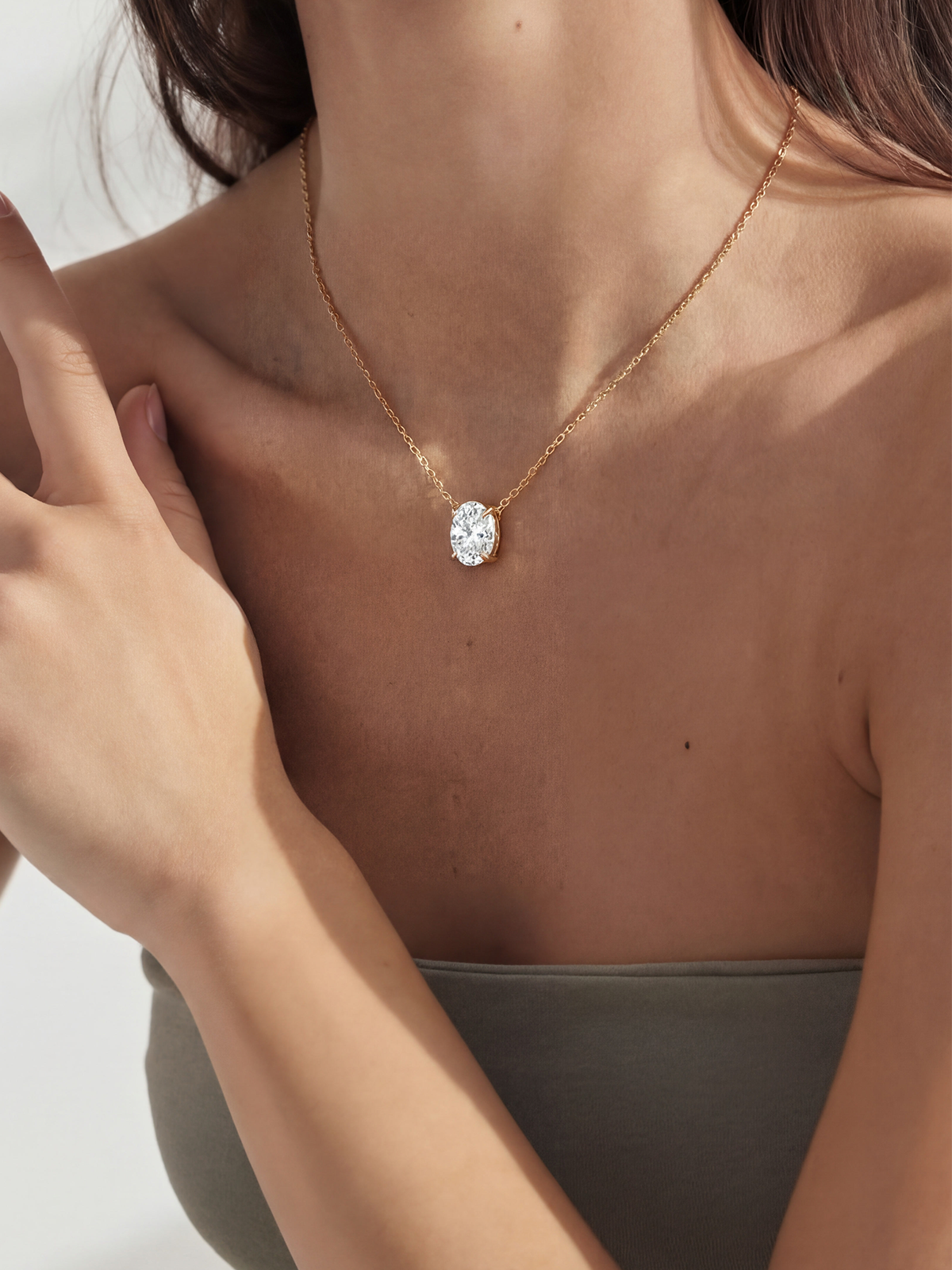 Oval Cut Solitaire Necklace