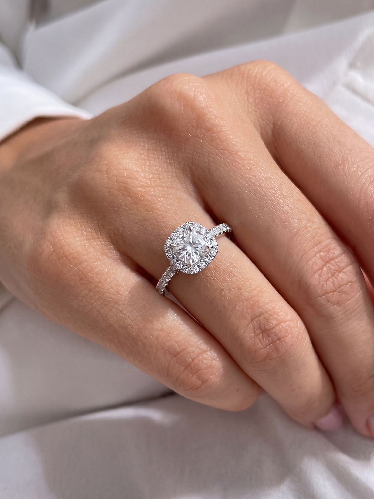 Cushion Cut Style Stone-Set Solitaire Ring