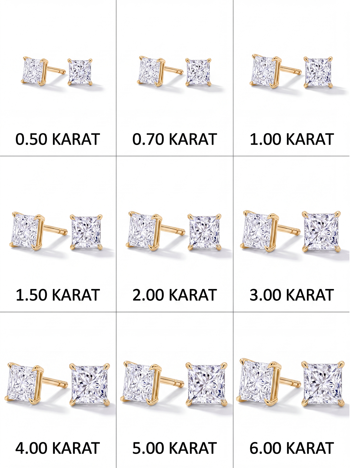 Princess Cut Solitaire Earrings