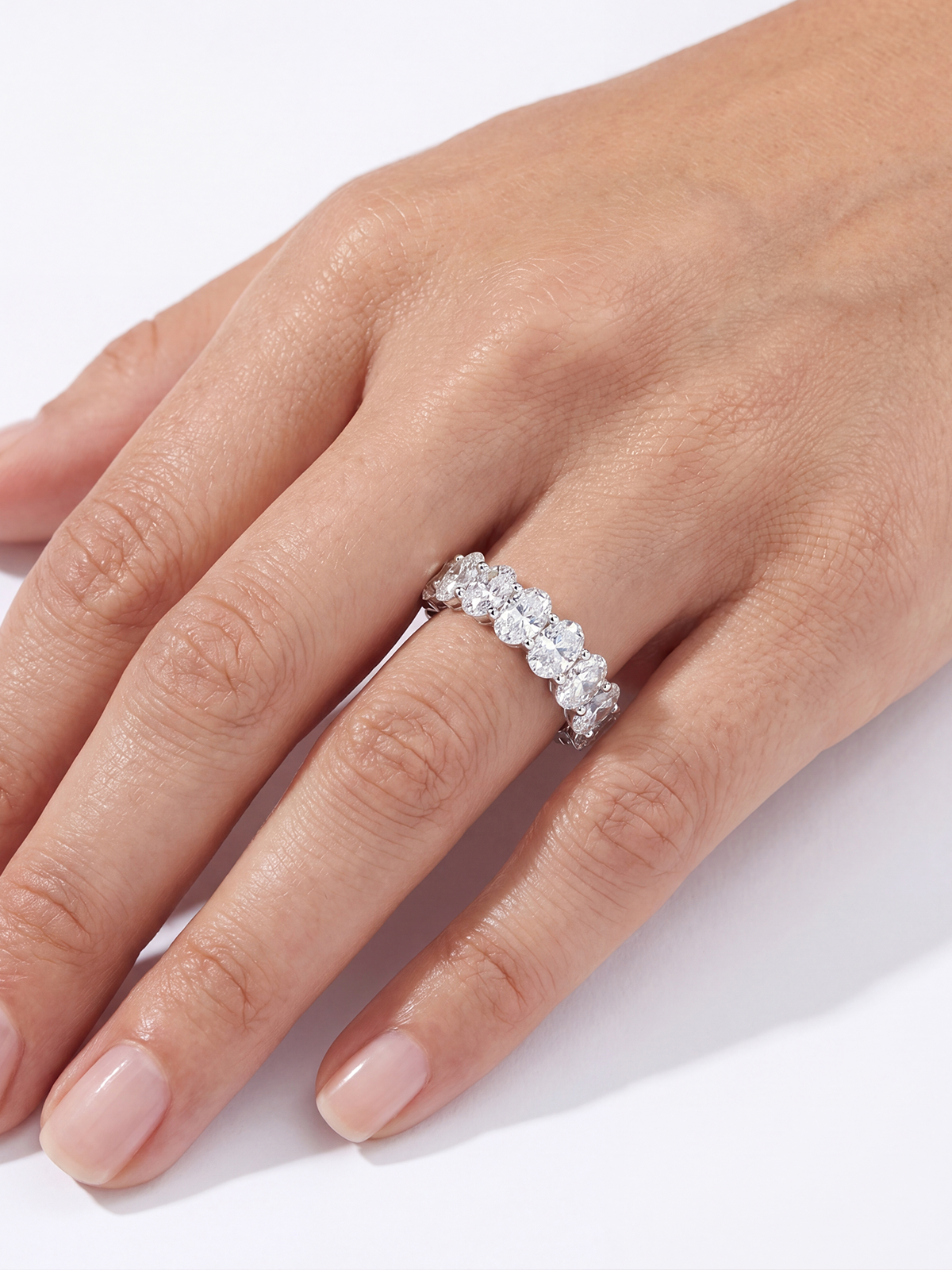 2.10CT Oval Cut Half Eternity Ring
