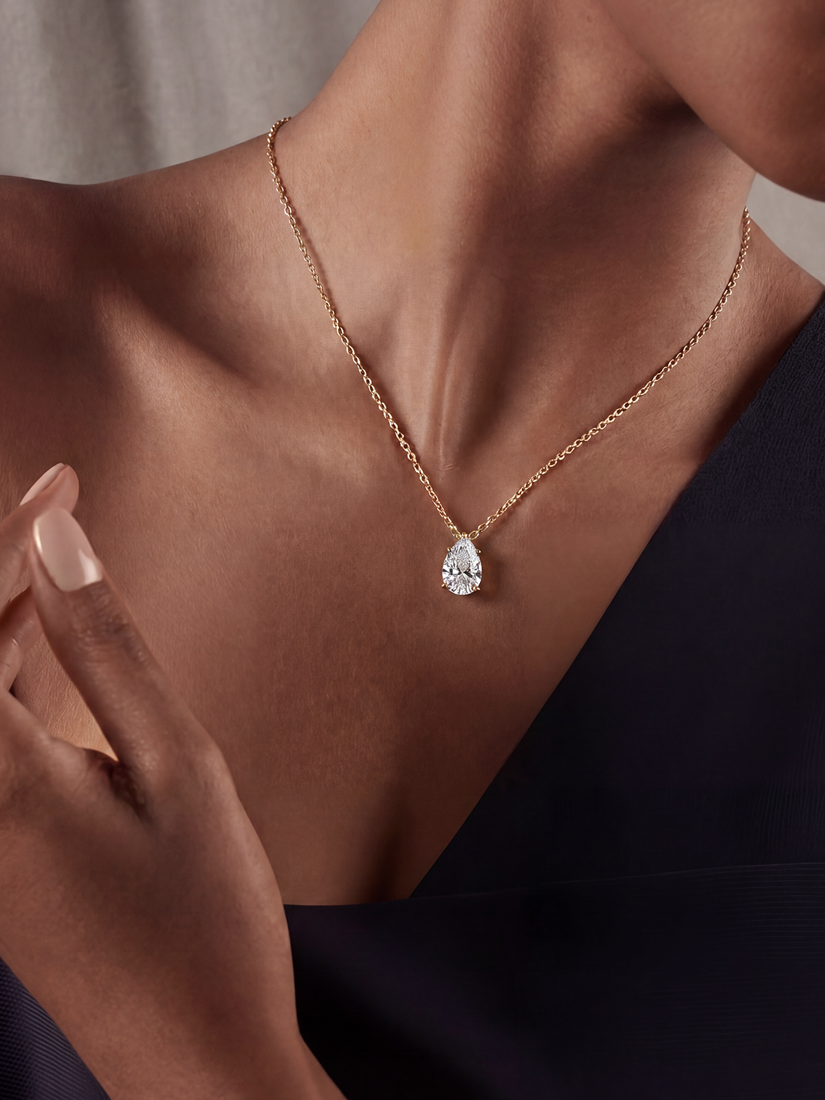 Pear Cut Solitaire Necklace