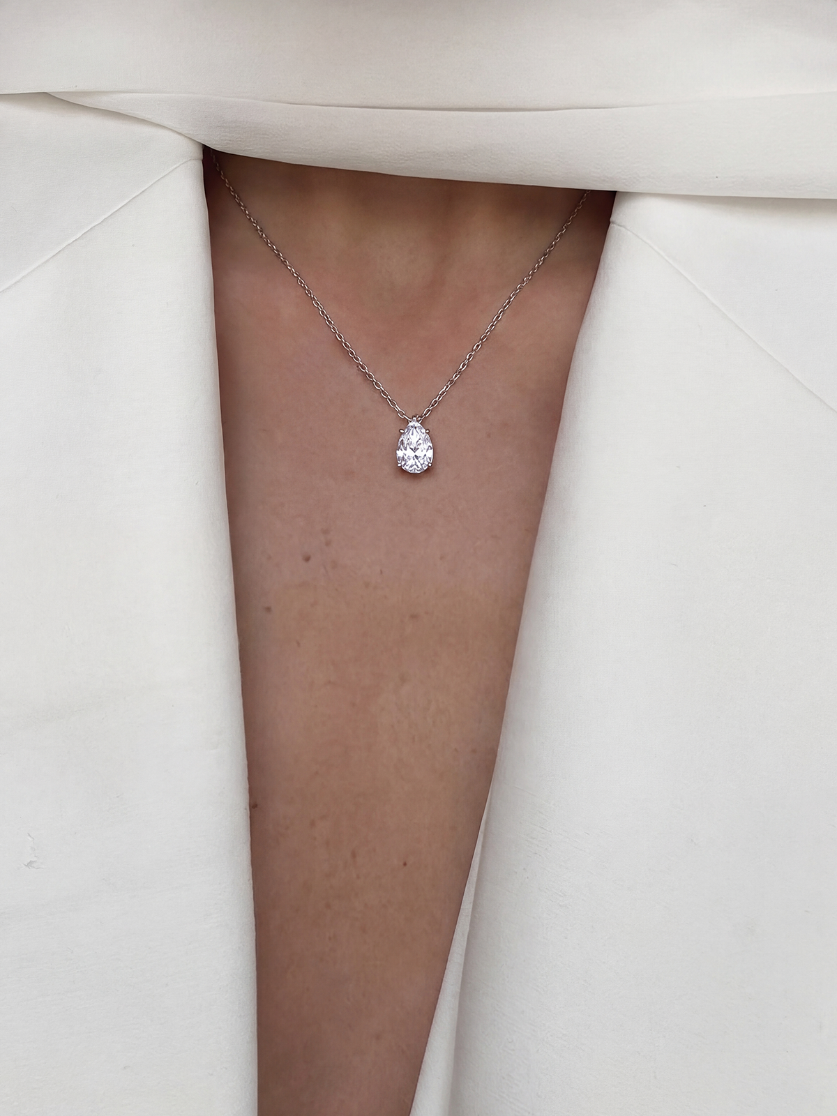 Pear Cut Solitaire Necklace