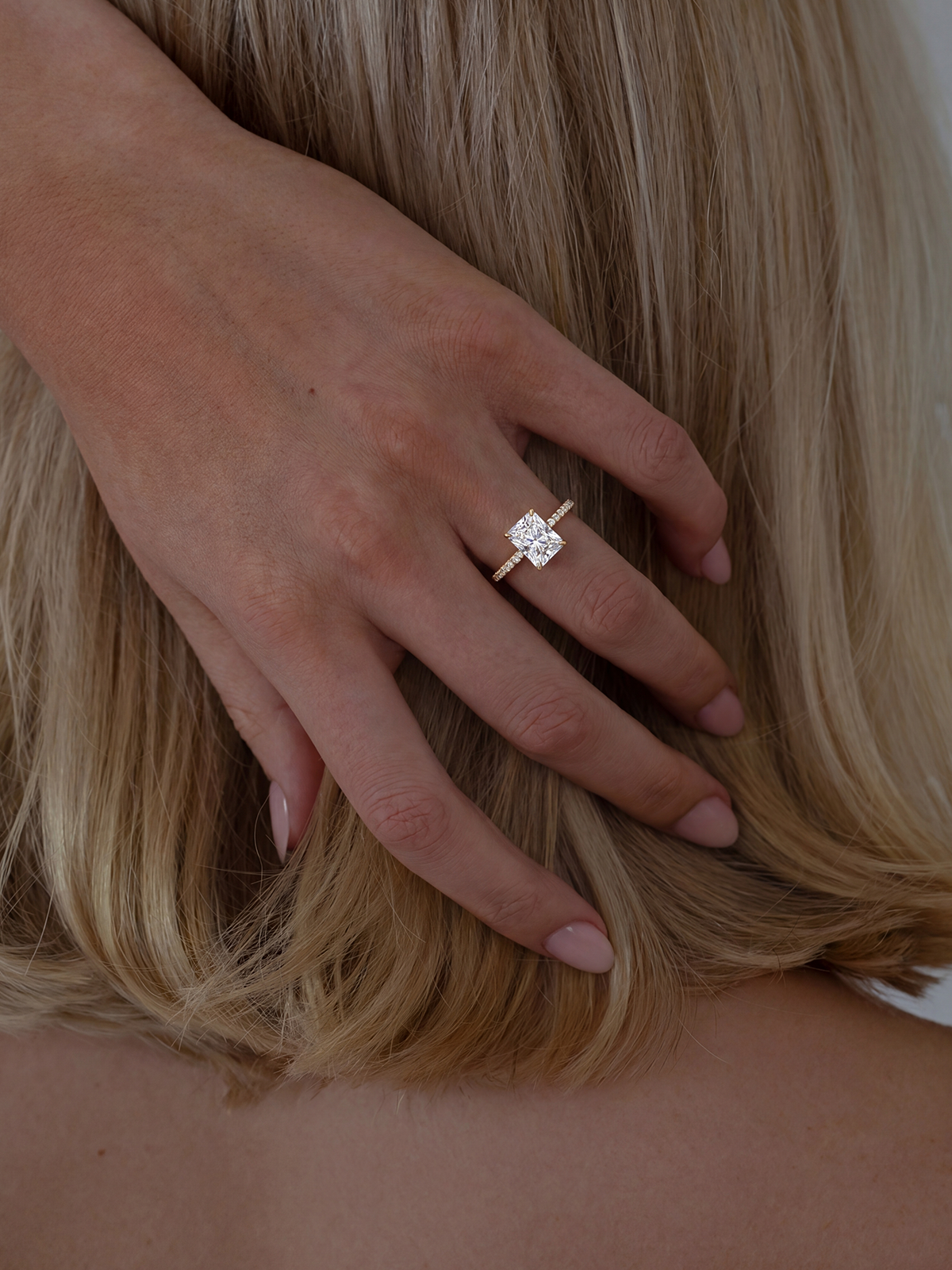Radiant Cut Style Stone-Set Solitaire Ring