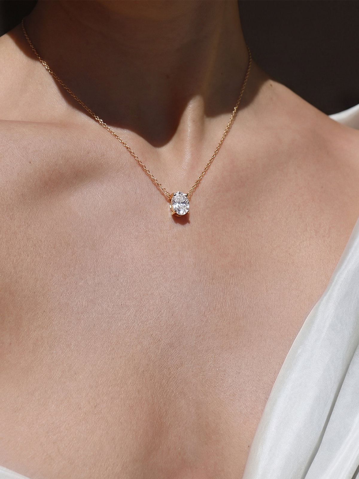 Oval Cut Solitaire Necklace