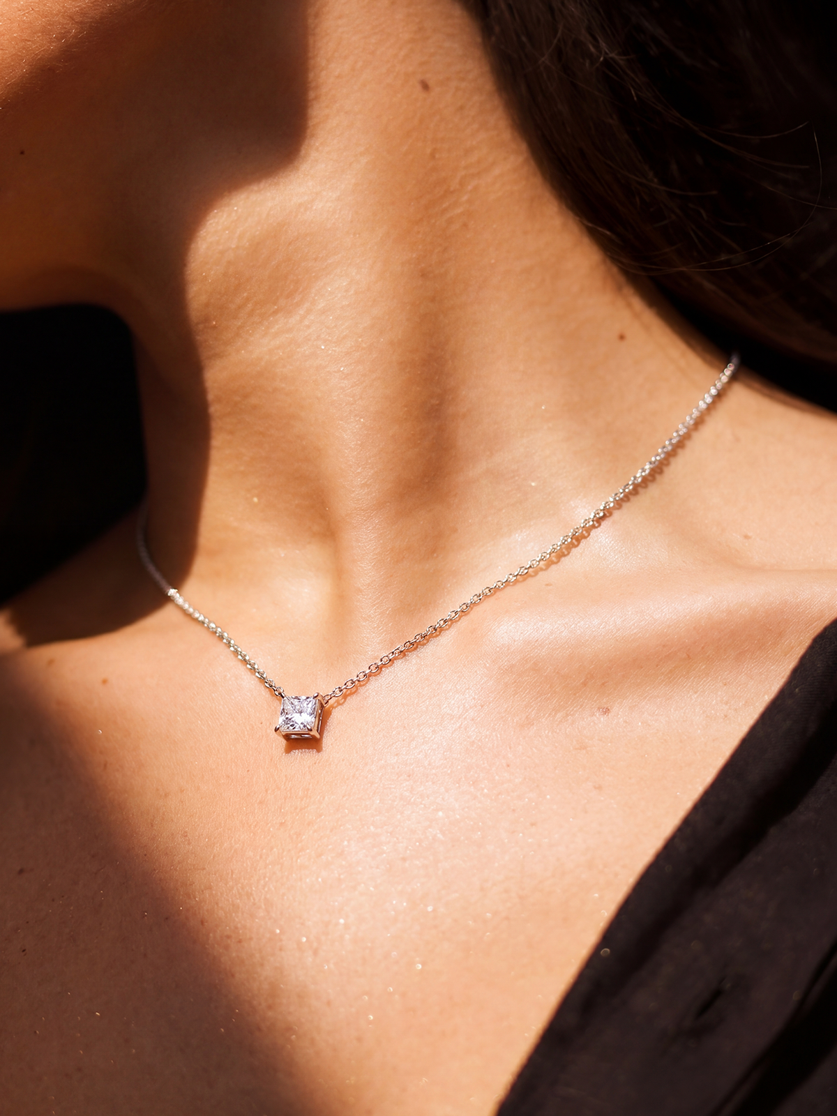 Princess Cut Solitaire Necklace