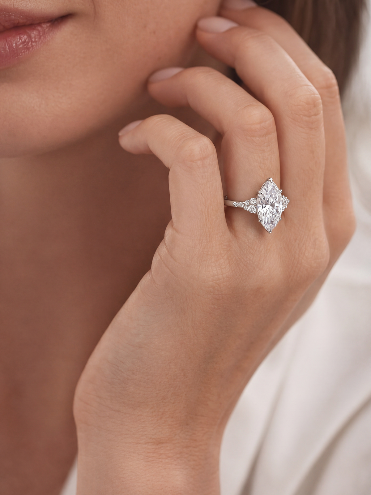 2.33CT Marquise Cut Cluster Solitaire Ring