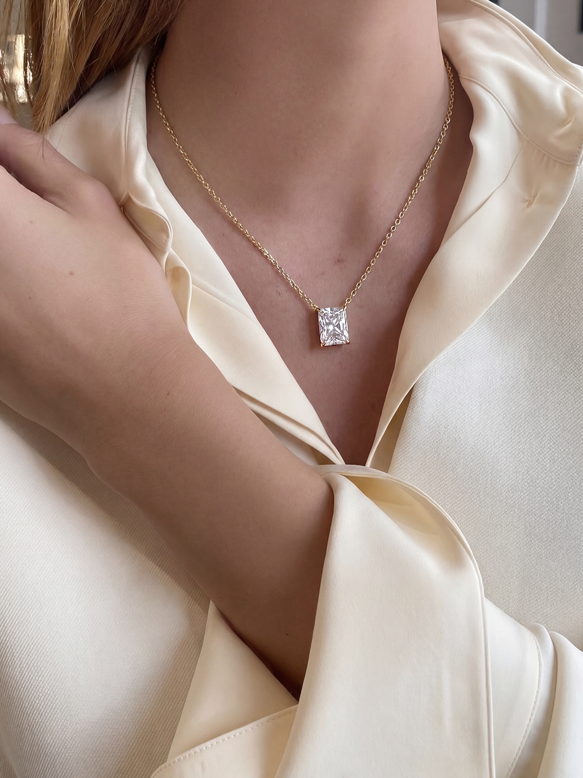 Radiant Cut Solitaire Necklace