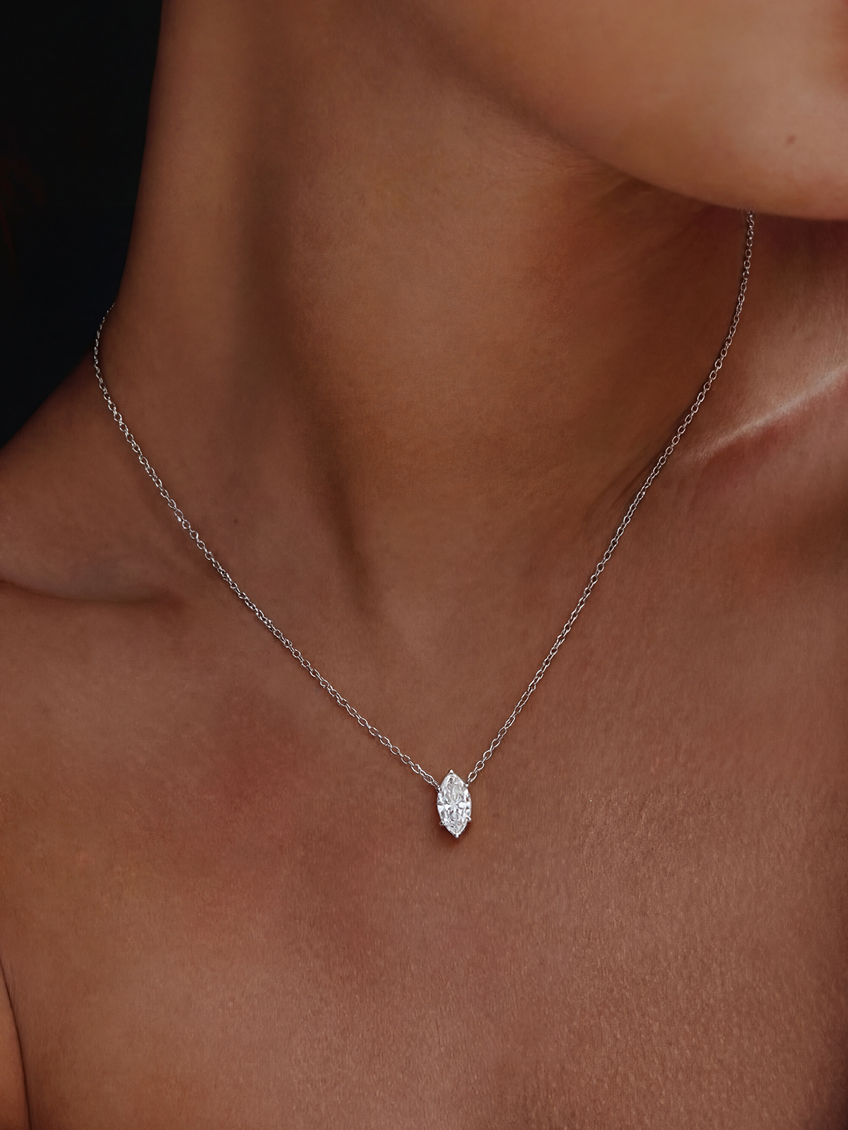 Marquise Cut Solitaire Necklace