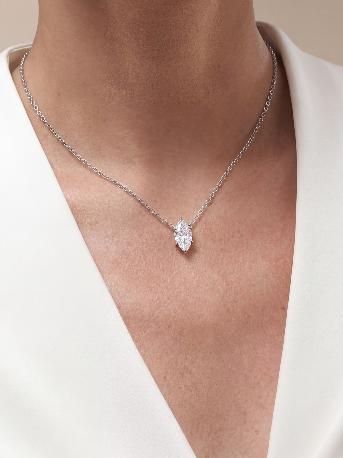 Marquise Cut Solitaire Necklace