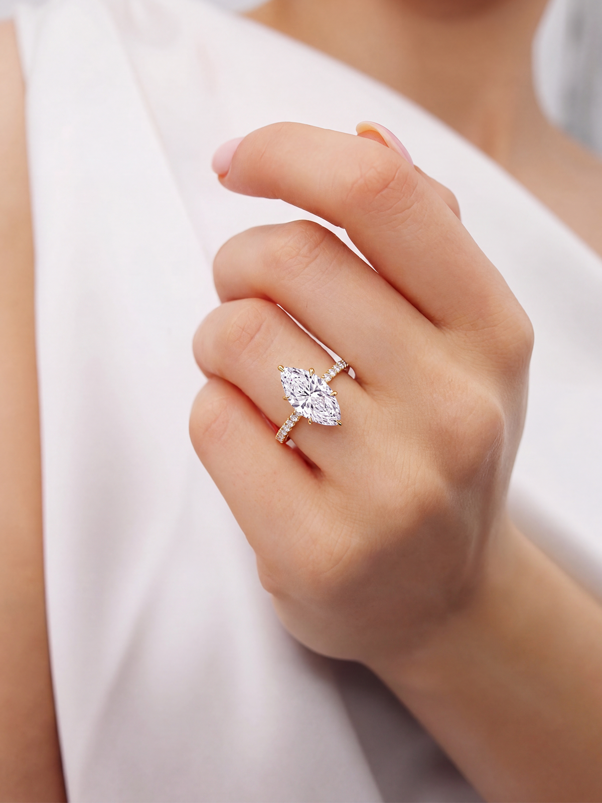 Marquise Cut Style Stone-Set Solitaire Ring